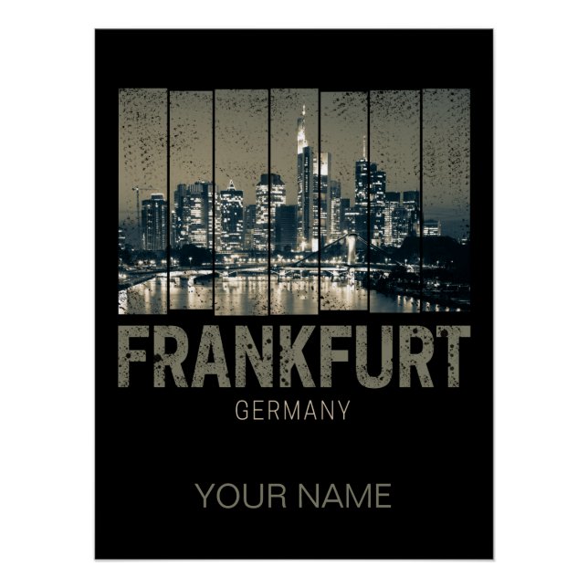 Frankfurt Germany Skyline Retro Vintage Souvenir Poster (Front)