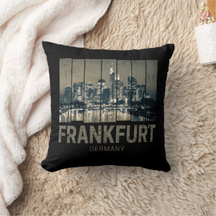 Frankfurt Germany Skyline Retro Vintage Souvenir Throw Pillow