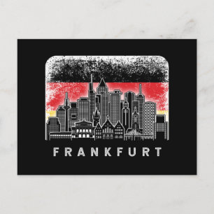 Frankfurt Germany Skyline Vintage German Flag Postcard