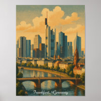 Frankfurt Germany Skyline Vintage Travel