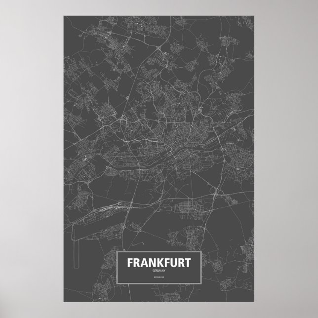 Frankfurt, Germany (white on black) Poster (Front)