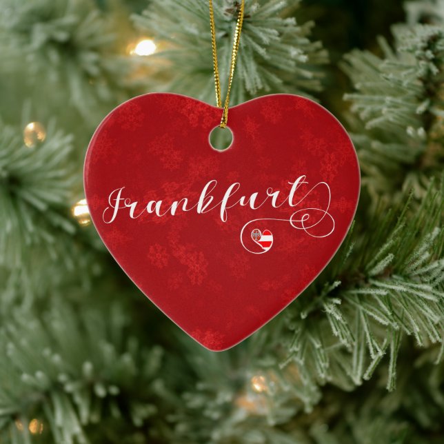 Frankfurt Heart, Christmas Tree Ornament, Germany Ceramic Ornament (Tree)