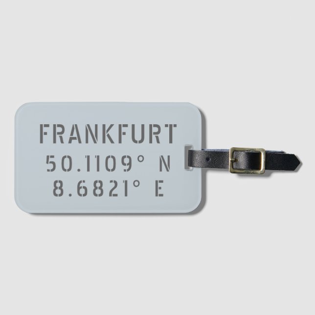 Frankfurt Latitude Longitude Luggage Tag (Front Horizontal)