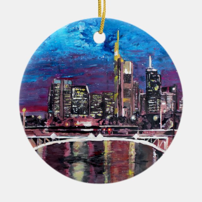 Frankfurt Main Germany - Mainhattan Skyline Ceramic Ornament (Front)