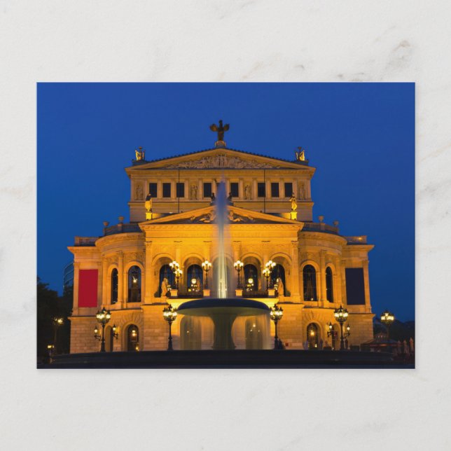Frankfurt -Opera at twilight postcard (Front)