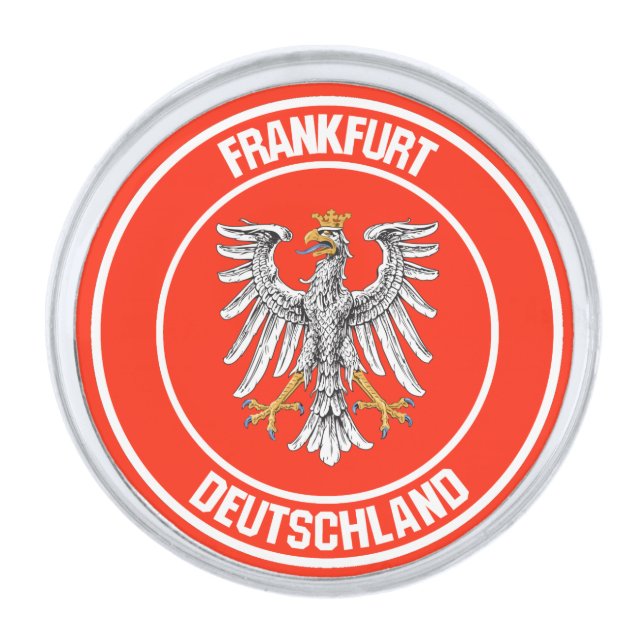 Frankfurt Round Emblem Silver Finish Lapel Pin (Front)