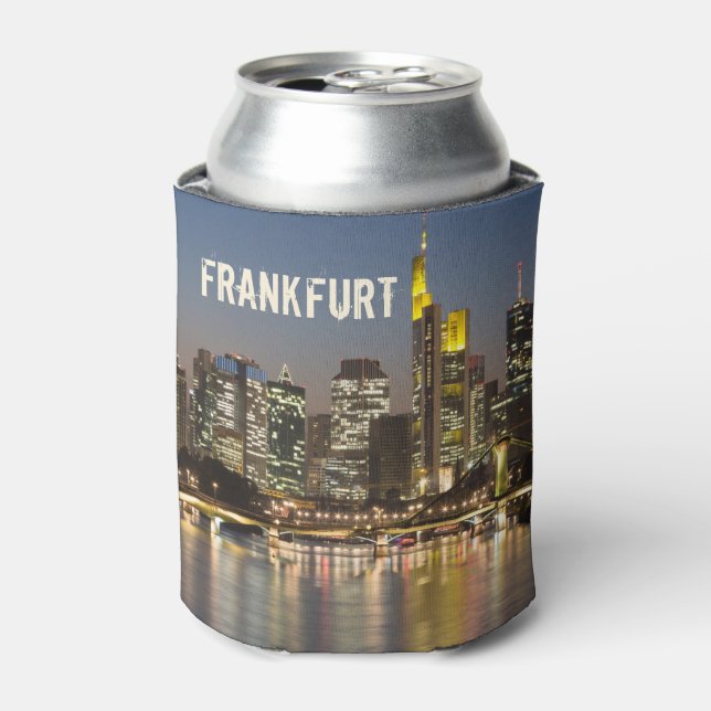 Frankfurt Skyline Germany Vintage Souvenir gift Can Cooler (Can Front)