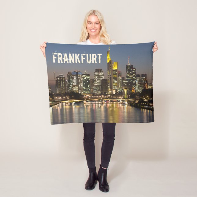 Frankfurt Skyline Germany Vintage Souvenir gift Fleece Blanket (In Situ)