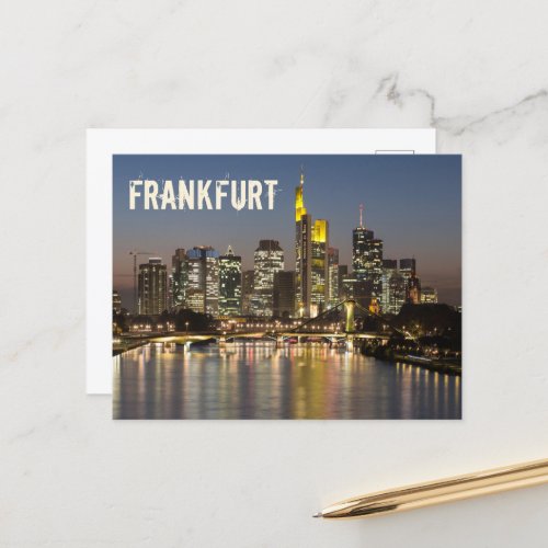 Frankfurt Skyline Germany Vintage Souvenir gift Holiday Postcard