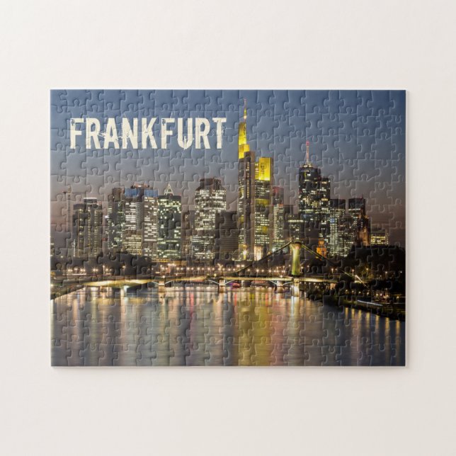 Frankfurt Skyline Germany Vintage Souvenir gift Jigsaw Puzzle (Horizontal)