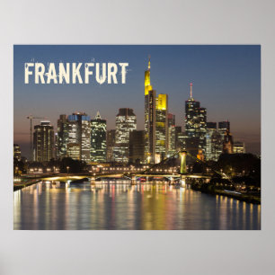 Frankfurt Skyline Germany Vintage Souvenir gift Poster