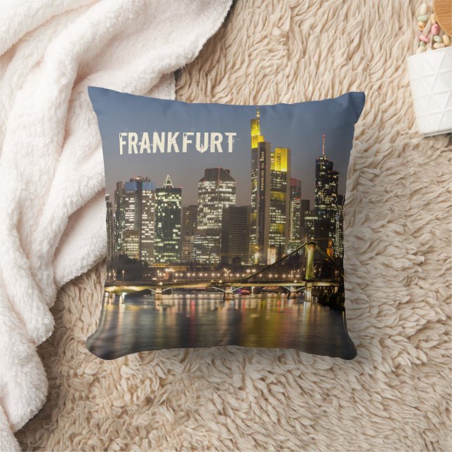 Frankfurt Skyline Germany Vintage Souvenir gift Throw Pillow (Blanket)