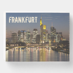 Frankfurt Skyline Germany Vintage Souvenir gift Wooden Box Sign