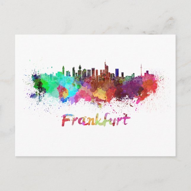 Frankfurt skyline in watercolor postcard (Front)