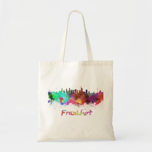 Frankfurt skyline in watercolor tote bag