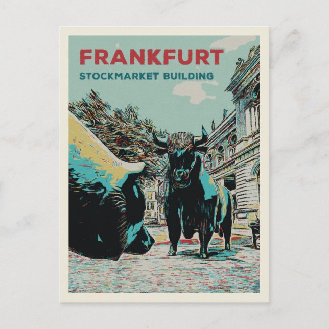 Frankfurt Stock Exchange Iconic Sculptures Postcard (Front)