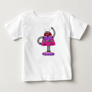 Frankie Robot: Pink on white Baby T-Shirt