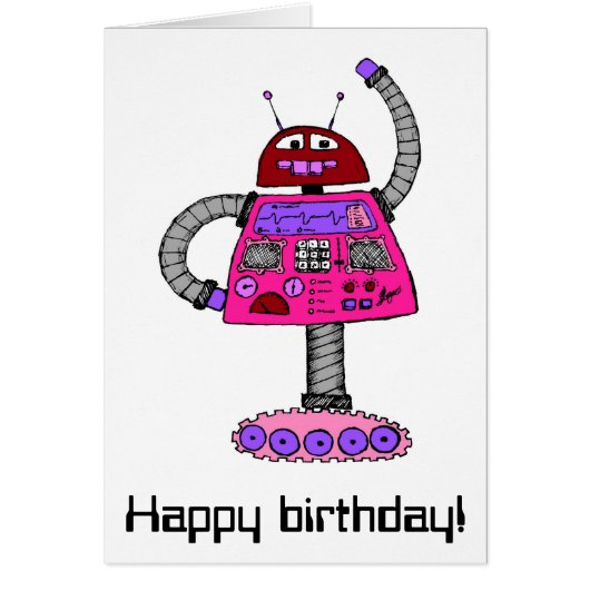 Frankie Robot: Pink on white Cards (Front)