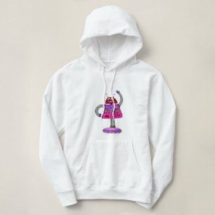 Frankie Robot: Pink on white Hoodie