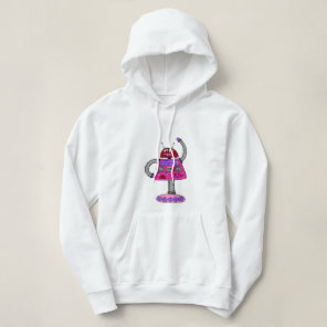 Frankie Robot: Pink on white Hoodie