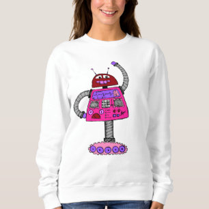 Frankie Robot: Pink on white Sweatshirt