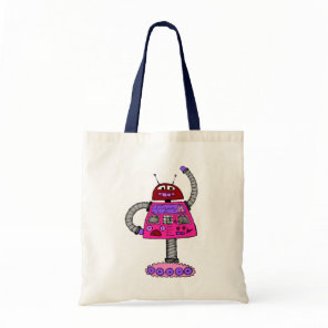 Frankie Robot: Pink on white Tote Bag