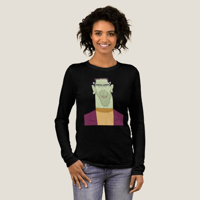 Frankie's Alive! Modern Cartoon Halloween Monster Tri-Blend Shirt (Full Front)