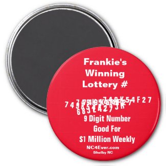 Frankie's Winning Lottery Number Magnet