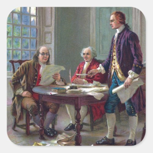 Franklin Adams and Jefferson In Philadelphia 1776 Square Sticker