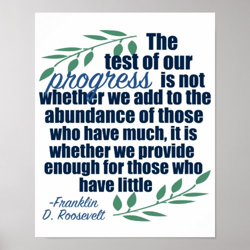 Franklin D Roosevelt Inspirational Quote Democrat Poster