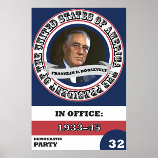 Franklin D. Roosevelt Presidential History Retro Poster