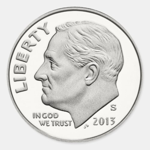 Franklin Delano Roosevelt Dime Classic Round Sticker