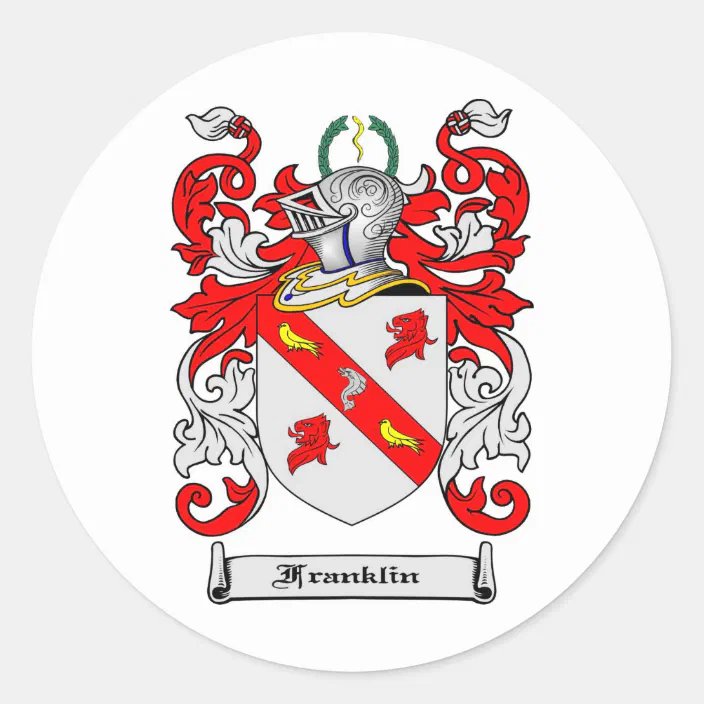 Franklin Family Crest Franklin Coat Of Arms Classic Round Sticker Zazzle Com