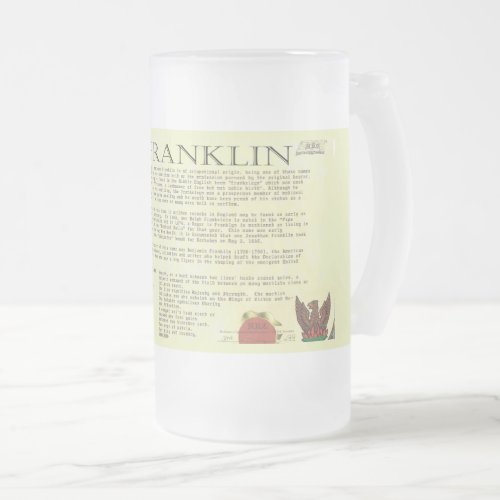 Franklin Family Name Beer Mug