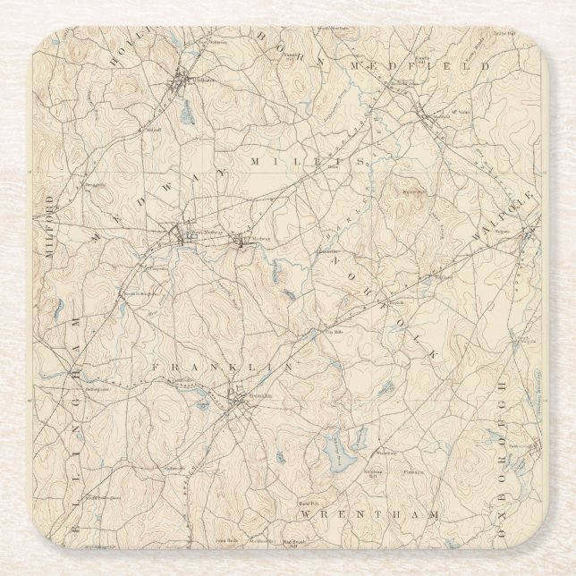 Franklin, Massachusetts Square Paper Coaster (Front)