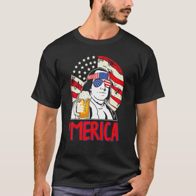 Franklin Merica  4th of July Merica Men Boys Ameri T-Shirt (Front)