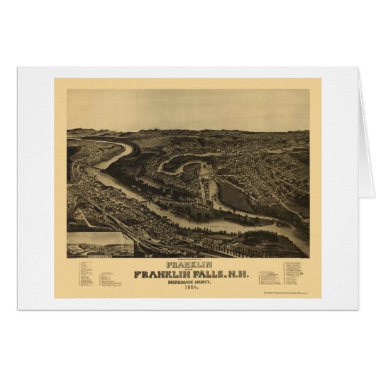 Franklin, NH Panoramic Map - 1884 Cards (Front Horizontal)