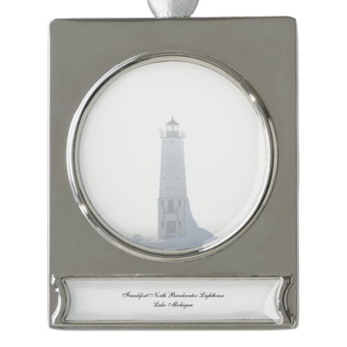 Franklin North Breakwater Lighthouse Silver Plated Banner Ornament