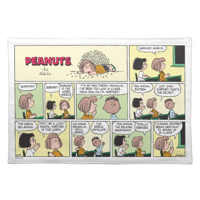 Franklin, Peppermint Patty & Marcie | Math Class Cloth Placemat (Front)