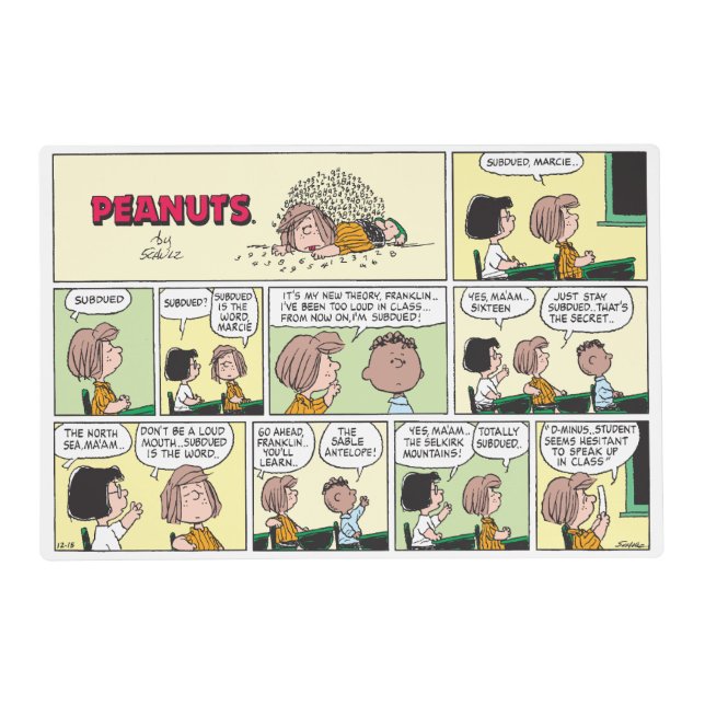 Franklin, Peppermint Patty & Marcie | Math Class Placemat (Front)