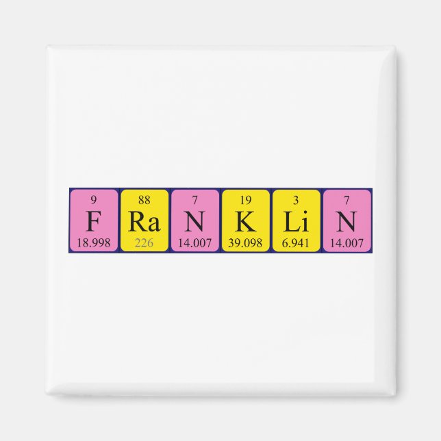 Franklin periodic table name magnet (Front)