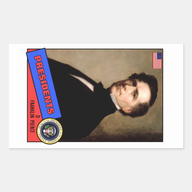 Franklin Pierce Baseball Card Rectangular Sticker (Front)