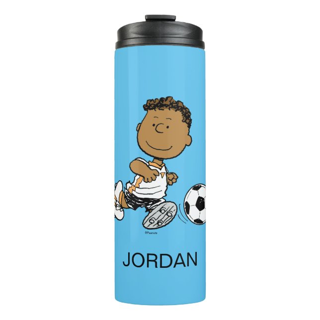 Franklin Playing Soccer | Add Your Name Thermal Tumbler (Front)