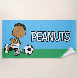 Franklin Playing Soccer Beach Towel