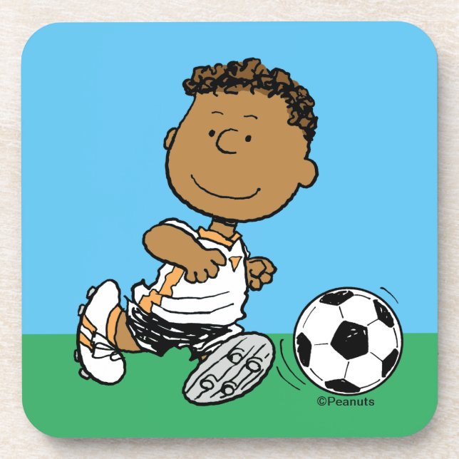 Franklin Playing Soccer Beverage Coaster (Front)