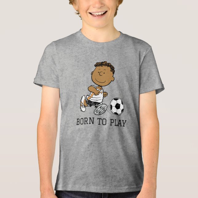 Franklin Playing Soccer Tri-Blend Shirt (Front)