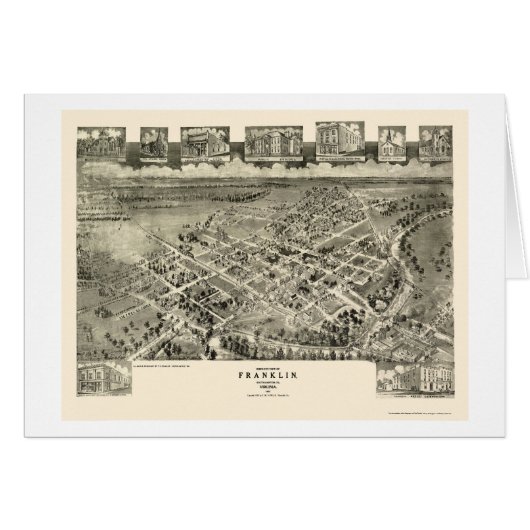 Franklin, VA Panoramic Map - 1907 Cards (Front Horizontal)