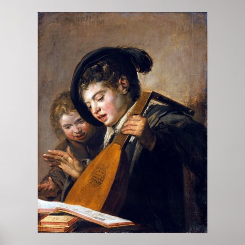 Frans Hals Two Boys Playing Music Poster