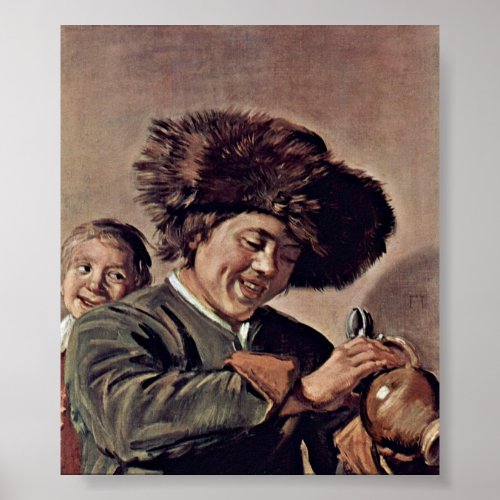 Frans Hals _ Two laughing boys with a beer mug Poster