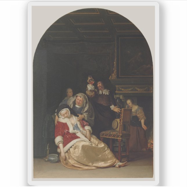 Frans van Mieris the Elder - The Doctor's Visit Sticker (Front)